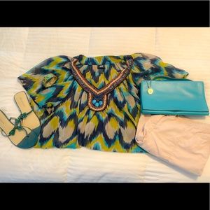 NWOT H&M Turquoise Beaded Tunic size 10